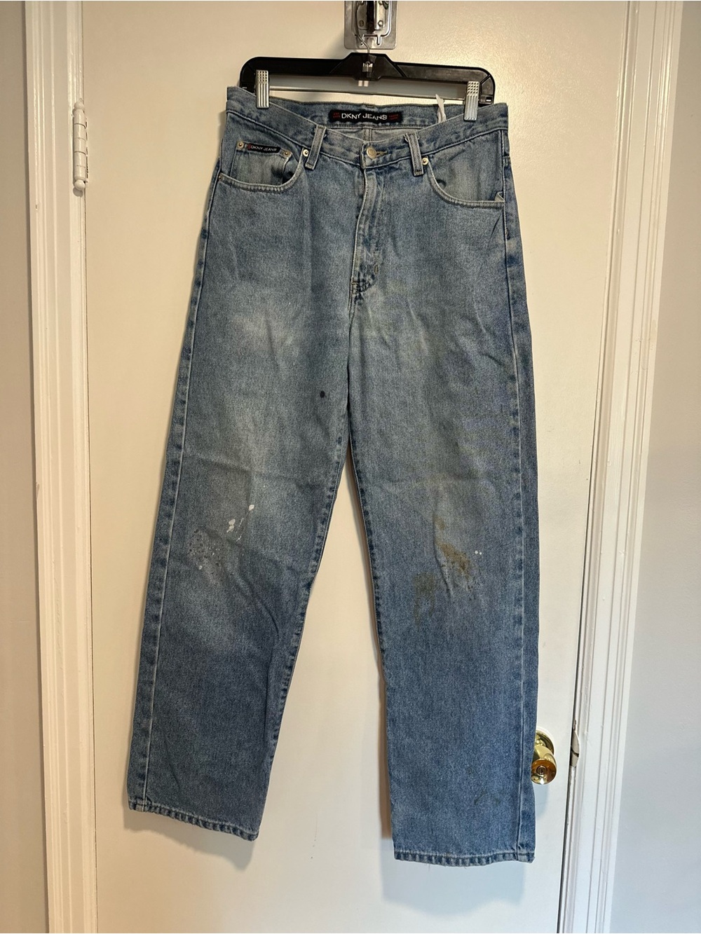 VTG 90s DKNY Jeans Sz: 32x32 paint splatter baggy Jeans Thrashed streetwear.